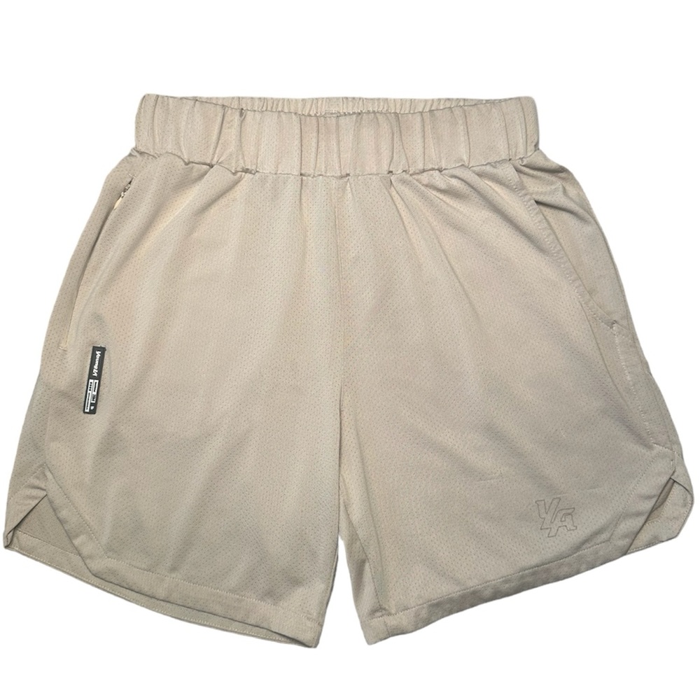 YoungLA Men's Tan Gym Shorts Athletic Training Workout Lined Size Medium